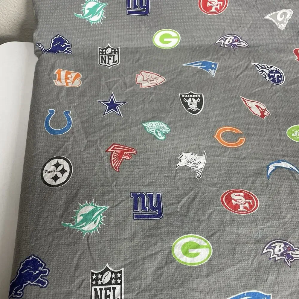 Pottery Barn PB Teens NFL Brights Football Teams Queen Flat Sheet Gray